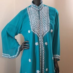 Fancy Teal Abaya Dress